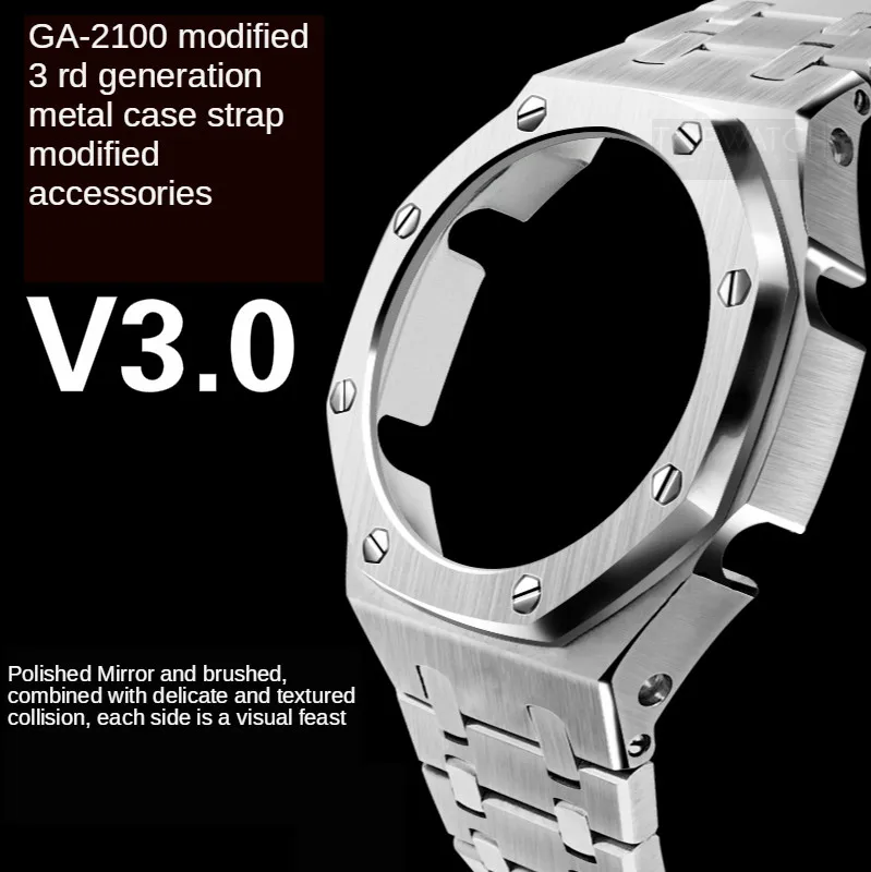 3-iosios Kartos GA2100 Metalo Bezel Dirželis Žiūrėti GA2110 Watchband GA-2100 GA2110 Žiūrėti Pakeitimo Reikmenys, Įrankiai, kurių Dovanų Dėžutėje