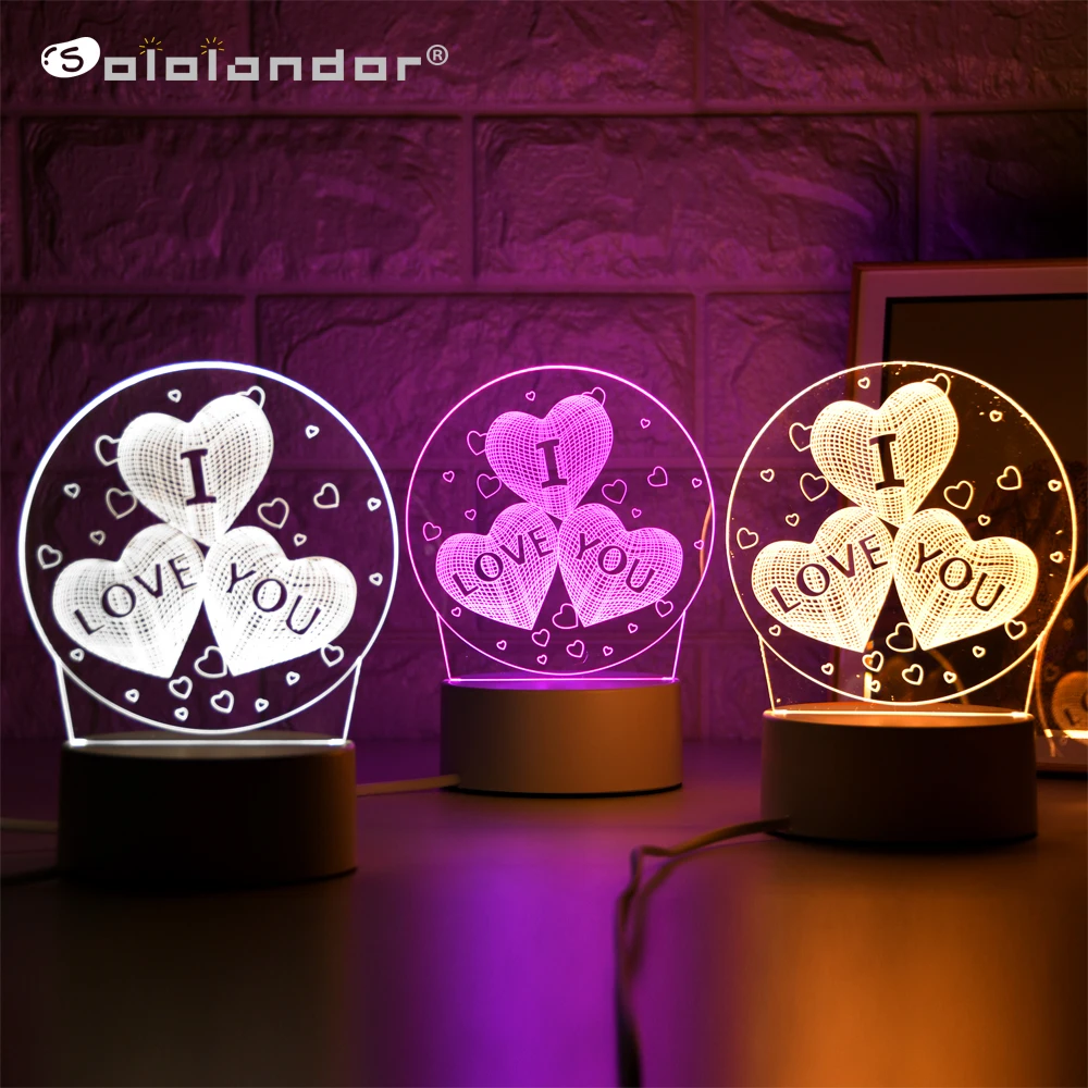 Naujos I LOVE YOU 3D Lempos Kūrybinės 3 Spalvų Naktį Žibintai Naujovė Iliuzija Naktį Lempos Iliuzija Stalo Lempa Namų Dekoratyvinės Šviesos