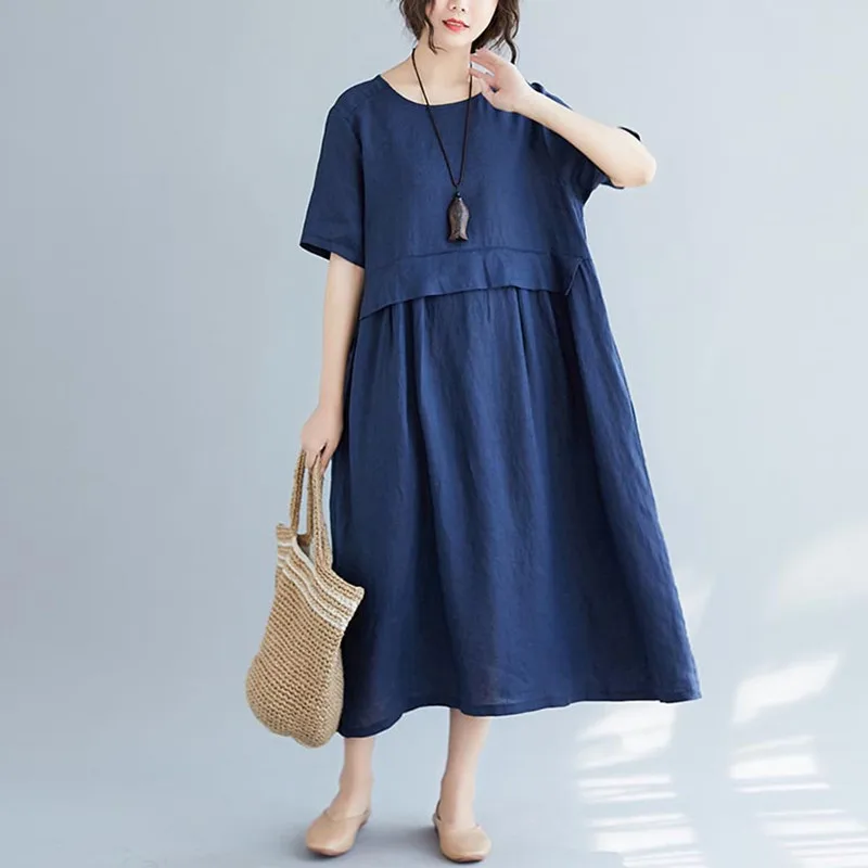 Johnature 2021 Naujų Korėjos Prarasti Moterų Suknelės, Vasaros Moteriškų Rūbų Naujas Kieto Spalvų Kratinys Atsitiktinis Plius Dydis Suknelė