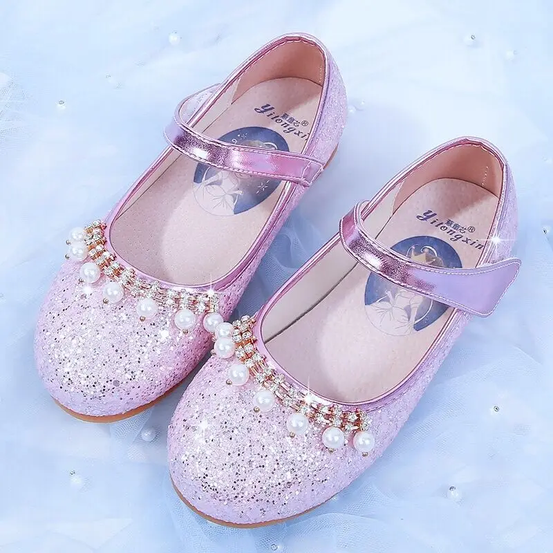 Mergina odiniai batai vaikų princess bateliai vaikų vieno batai blizgantis odos batus vaikų kristalų batai