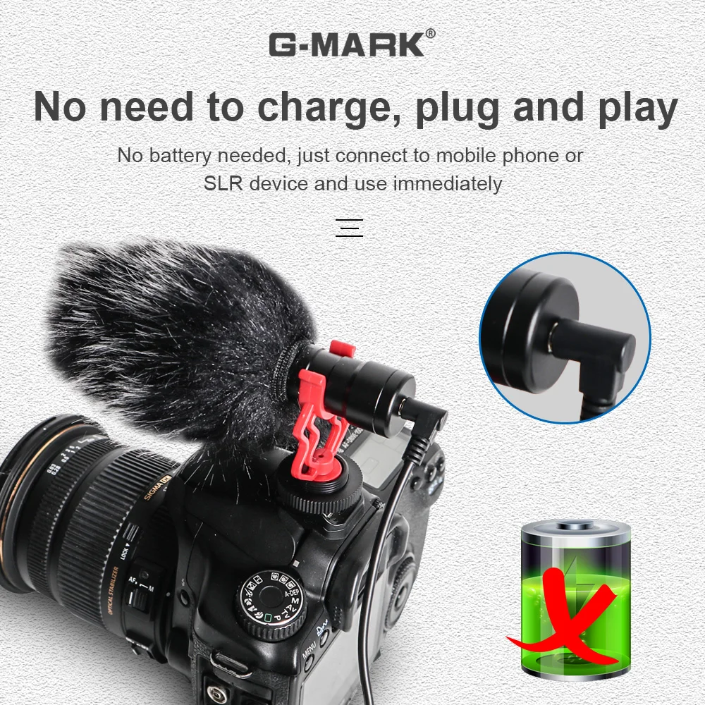Kamera, Mikrofonas, G-MARK VM001 Įrašymo Kondensatoriaus Interviu Karabinai Video DSLR Telefono ASMR