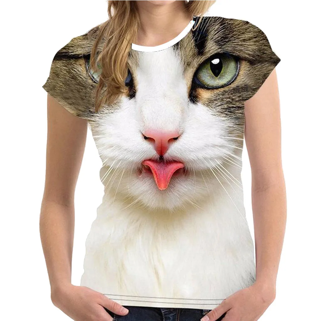 JAYCOSIN Unisex marškinėliai moterims juokinga 3D Spausdinimo Gyvūnų Vasaros trumpomis Rankovėmis Ponios Marškinėliai Viršuje moterų marškinėliai moterims Drabužių