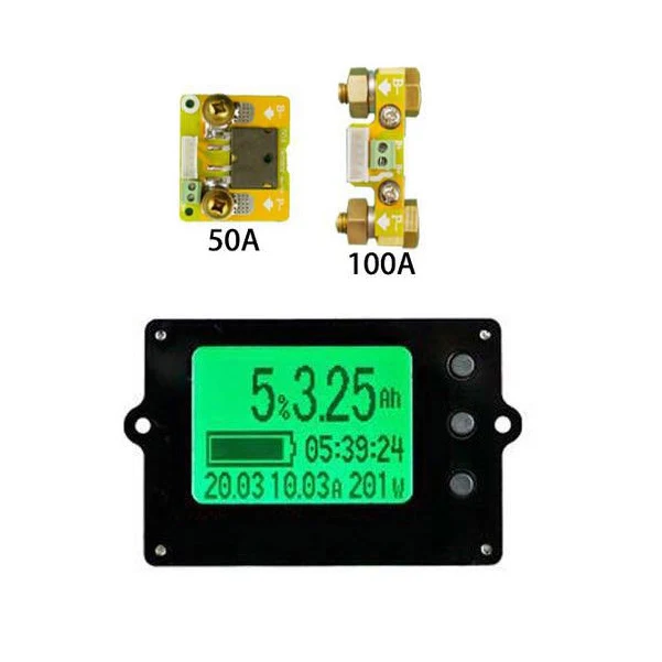 5in1 Coulometer Battery Monitor Rodiklis/Testeris Akumuliatorių VOLT/AMP/Galia/Talpa/Įkrovimo laikas Skaitmeninis Matuoklis 12V 24V 36V 48V 72V