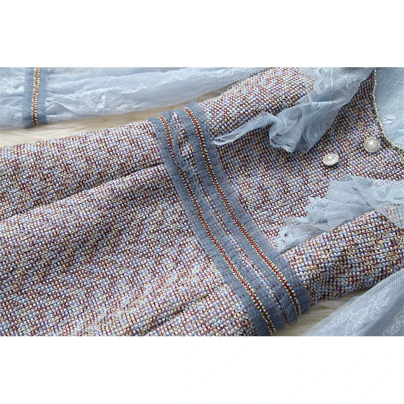 Kilimo Ir Tūpimo Tako Dizainerio Rudens-Žiemos Dress Moterų Mados 2020 Naujas Long Sleeve Lace Kratinys Duobute Derliaus Tvido Vilnonis Suknelė Seksualus