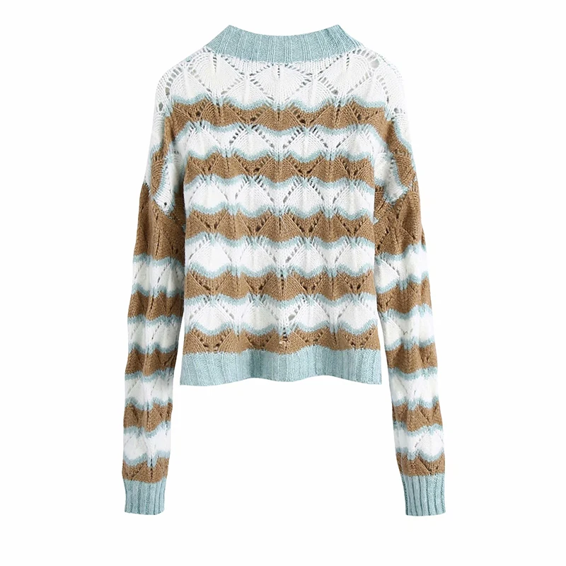 Nauja Rudens Žiemos Moterys Tuščiaviduriai Megztinis Dryžuotas Puloveriai Šiltas Megztinis ilgomis Rankovėmis Prarasti Vintage Megztinis Viršūnių O-kaklo Džemperis
