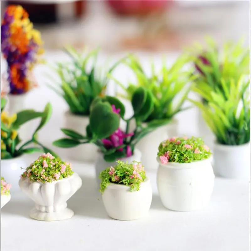 12PCS Lėlės Namas Miniatiūriniai Gėlių Fėja Sodo Ornamentu Mini Vazoninių Augalų, Gėlių Puodą Bonsai Modelį, Vaikai, Žaisti Žaislas