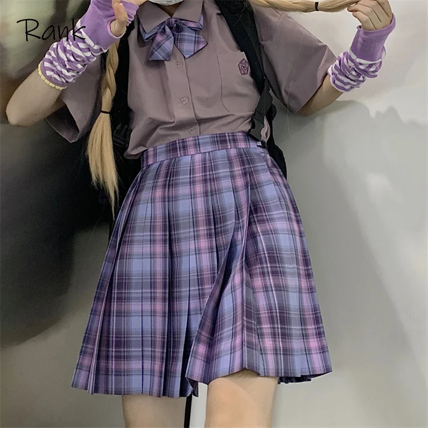 Rangas Moterų Aukšto Juosmens Seksuali Mini Sijonai Violetinė Juoda Goth Japonų Mokyklos Plisuotos Pledas Sijonas Glir Harajuku Cosplay, Anime Sailor