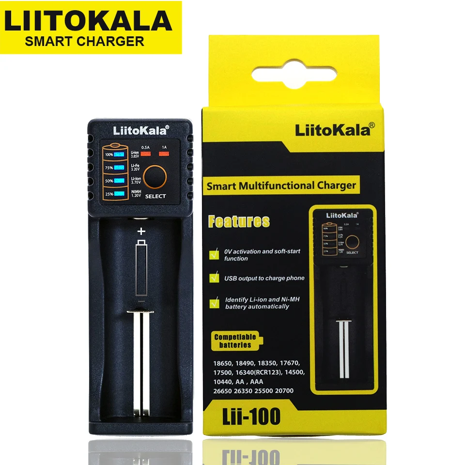 Liitokala Lii-202 Lii-402 Lii-100 Is-PL4 1.2 V, 3,7 V 3.2 V 3.85 V AA 18650 18350 26650 18350 NiMH ar ličio baterija, 
