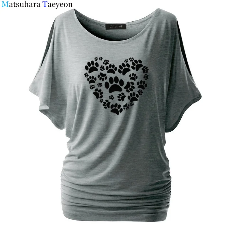 Mados Moterų drabužių Mielas Šuo Letena Spausdinti Ant Jūsų Širdies Sienelės Anime Tee marškinėliai Moterims Viršuje Batwing Rankovėmis Moteriška apranga marškinėliai