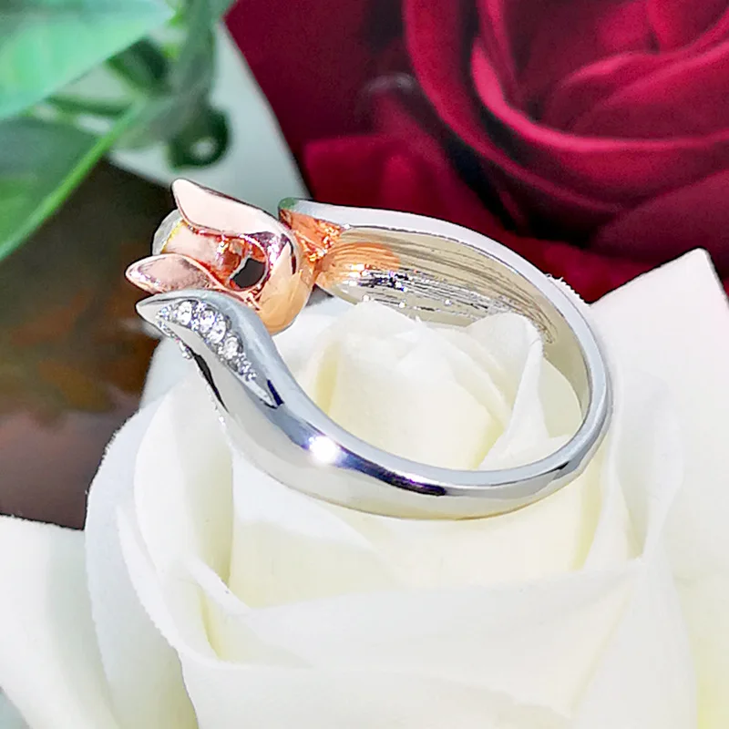 Žiedai Moterys Priedai Rose Gold Gėlių Vestuvių Meilės Aliança De Namoro Dalyvavimą Prabangių Drabužių Pardavimas, Juvelyriniai Dirbiniai Didmeninė 2019