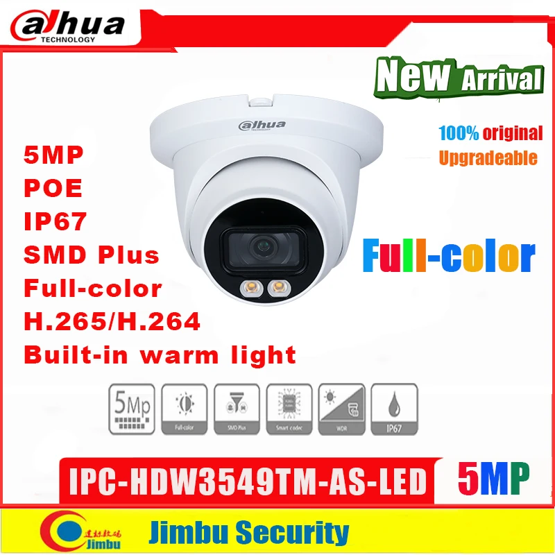 Dahua Full IP vaizdo Kamera IPC-HDW3549TM-KAIP-LED 5MP WizSense Šiltas LED Obuolio poe Tinklo Kamera, built-in Mic SMD Plius