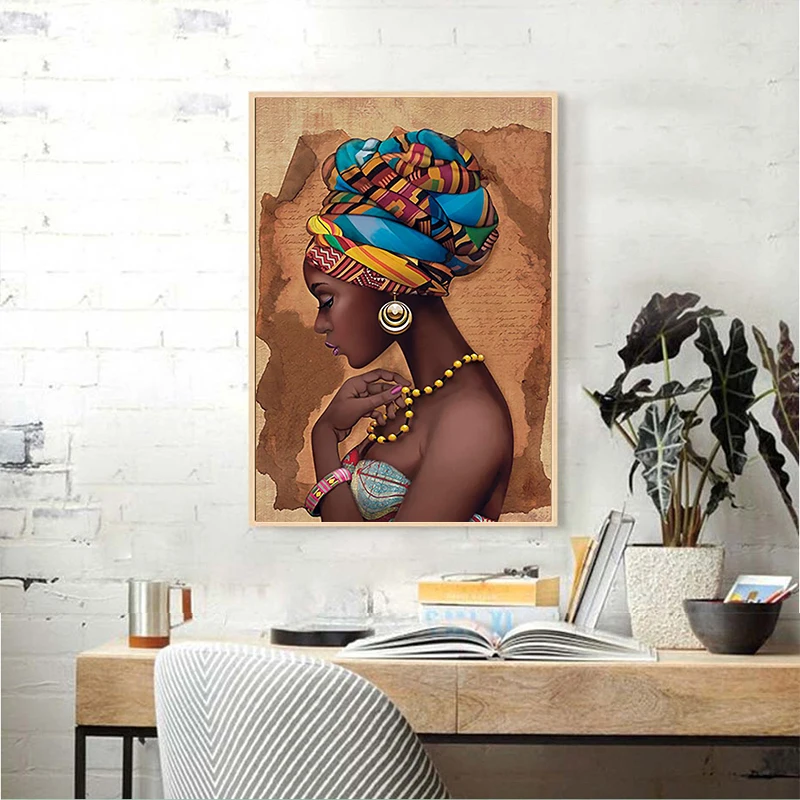 Retro Afrikos Moterų Sienos Meno Cnavas Paveikslų Gyvenimo Kambario Sienos Menas, Plakatų ir grafikos Cuadros Namo Sienos Nuotraukas Apdaila