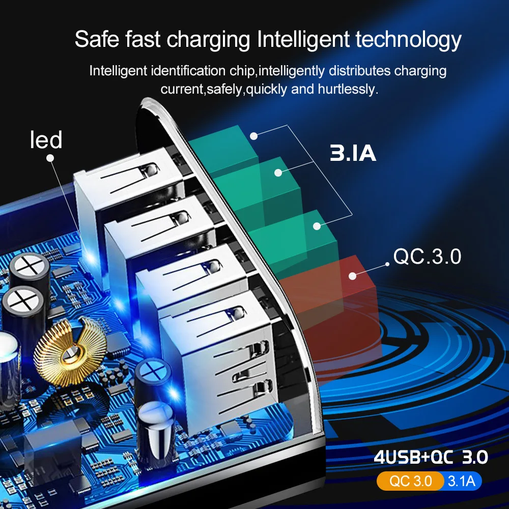 48W Greitas Įkroviklis, 3.0 USB Įkroviklis Samsung A50 A30 iPhone 7 8 Huawei P20 Tablet QC 3.0 Greitai Siena Çkroviklio JAV, ES, UK Plug Adapte