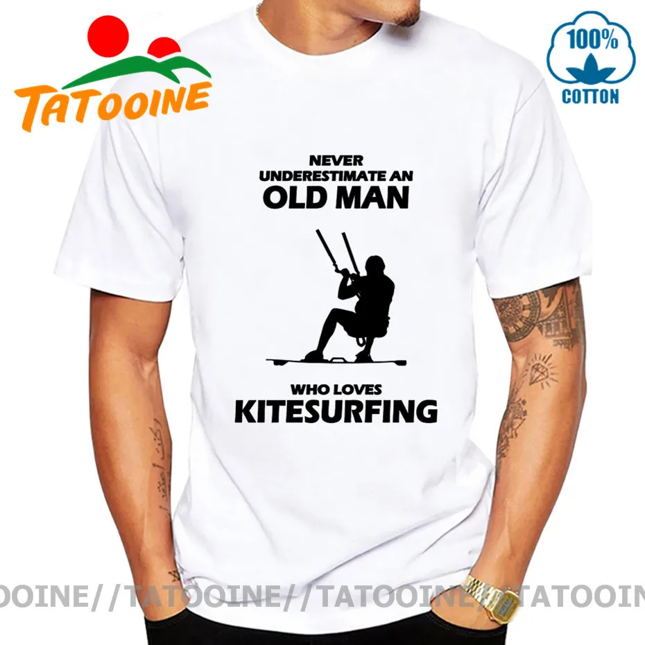 Tatooine nenuvertinkite Senas Žmogus, Kuris Myli jėgos aitvarai marškinėliai Gimė Aitvaras Tees Kiteboard Dovana T-shirt Kitesurfer marškinėlius
