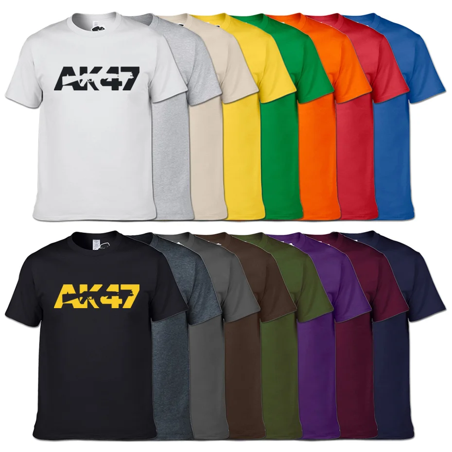 2018 Naujas Mados Vyrams Marškinėliai AK47 Letter Spausdinimo T-shirt Aukštos Kokybės 16 Spalvų, O-kaklo, Medvilnės Marškinėlius AK-47 Viršūnes AK 47 Tees