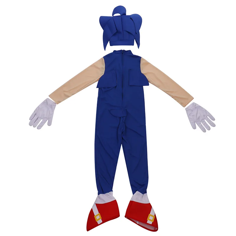 Sonic Cosplay Kostiumas Vaikams Mergaitės Berniukai Karnavalas Helovinas Anime Vaidmuo Žaisti Jumpsuit su Galvos Kaukę, Pirštines, Drabužius Rinkiniai