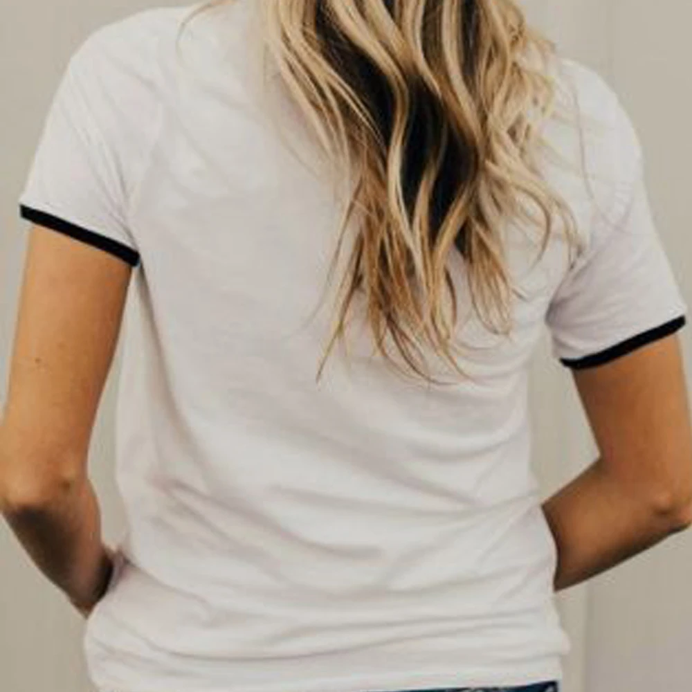 2019 T-Shirt Moterims Šypsena Spausdinti Sujungimas trumpomis Rankovėmis T-Shirt Vasarą, O Moterų-Kaklo marškinėliai Atsitiktinis Balta Ponios Viršūnes Tee