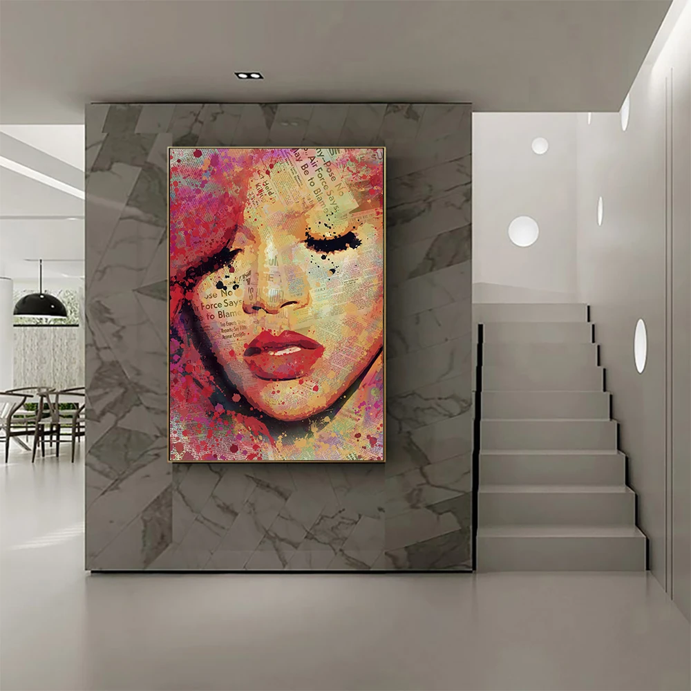 Abstrakti rytis cicinas Tapybos Robyn Rihanna Fenty Plakatai ir Spausdinama ant Drobės, Sienos Meno Dainininkas Nuotrauką Kambarį Dekoro Meno