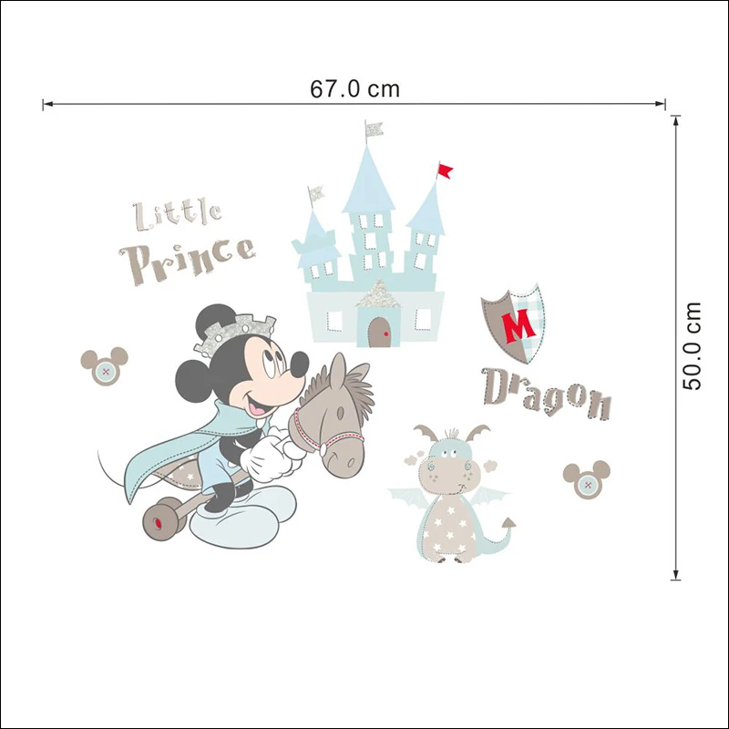 Animacinių filmų Disney Mickey Mouse Princas Pilies Drakonas Sienų Lipdukai Namų Dekoro Vaikų Kambarių Sienų Lipdukai PVC jam prilygintą išsilavinimą Meno 