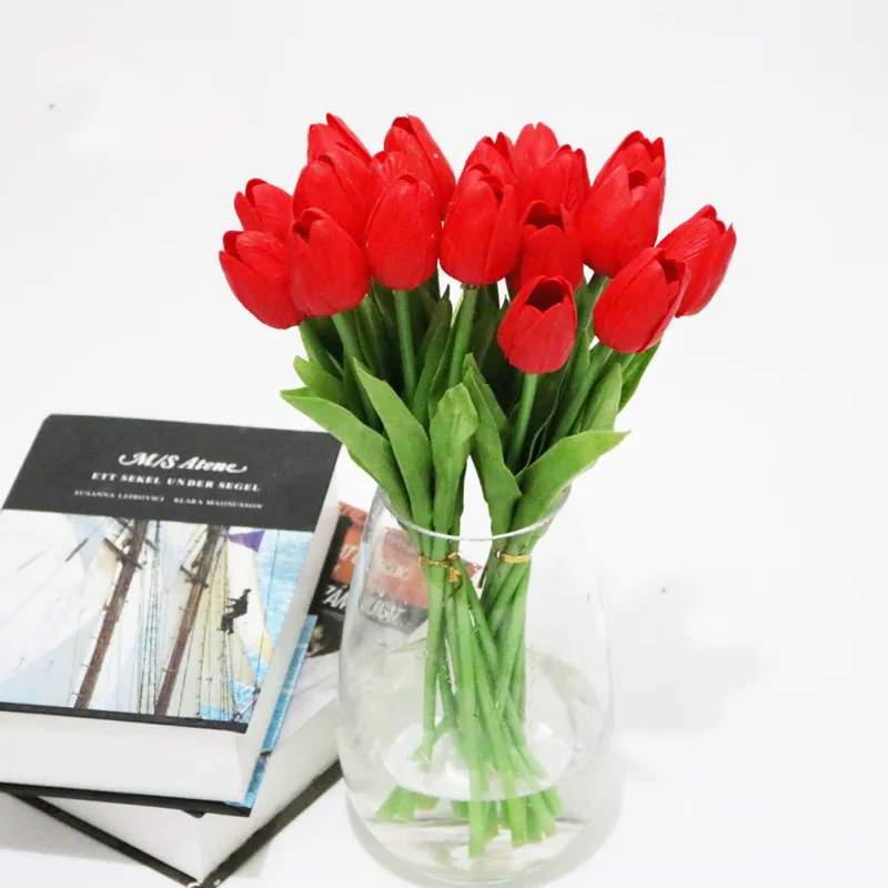 10vnt Modeliavimas dirbtinių gėlių PU mini tulpių dekoro netikrą gėlių home office vestuvių, švenčių dekoravimas