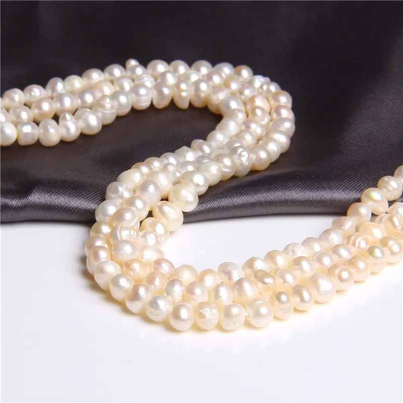 4.5-5mm Natūralus baltas bulvių gėlavandenių perlų karoliukai prarasti Bulvių ovalios, apvalios perlas granulių tiekimo moterų Papuošalai Padaryti Apyrankę
