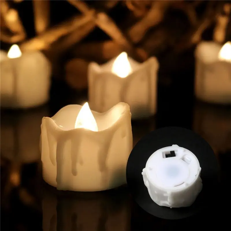 Pakuotėje 12 Paketai LED Flameless Votive Arbatos Žibintai, Žvakės vestuvėms, Varvantis Vaškas Dizaino, su Laikmačiu, skirtas Namų Šaliai Dekoro