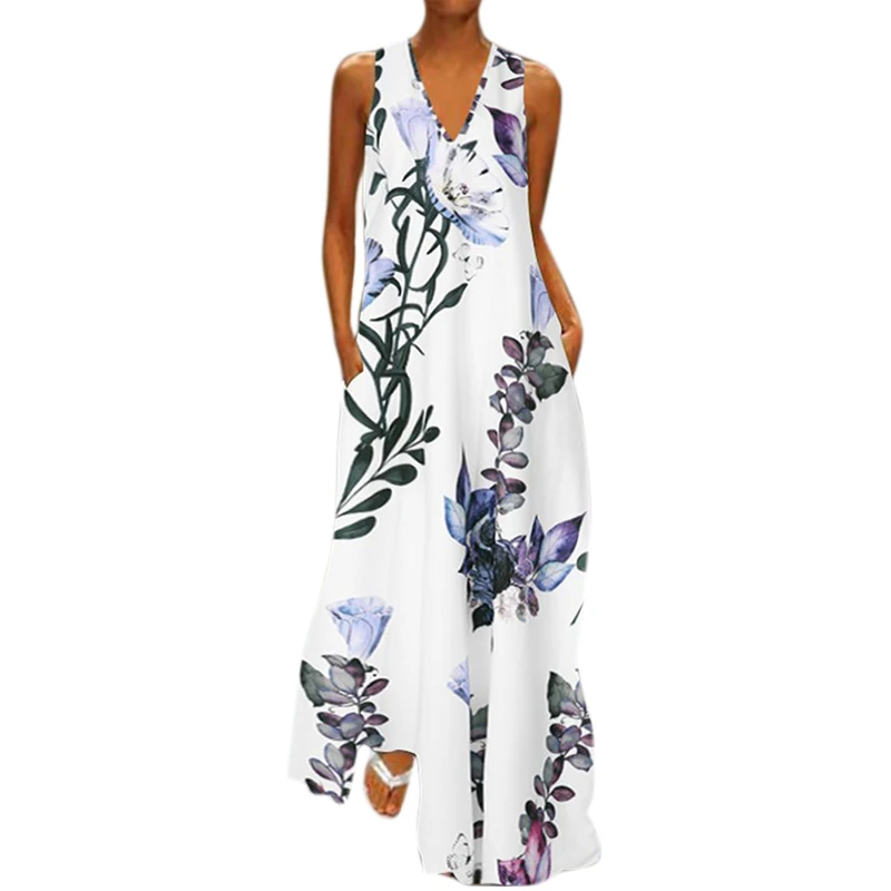 VICABO Moterų Suknelė linijos Vasaros 2020 Mados Gėlių Spausdinti Kišenėje Atsitiktinis Suknelė Ilgai, Moteriški Drabužiai, moteriškos Suknelės, Plius Dydis