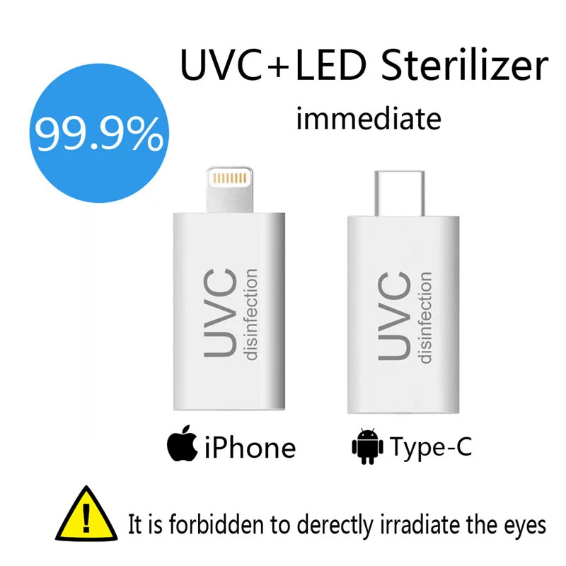 Sterilizer UV Nešiojamas Mini uv-C Lempa, 5v Telefono Tipo-C / Apšvietimo Uosto LED Šviesos Sterilizer Dezinfekavimo 99.9%