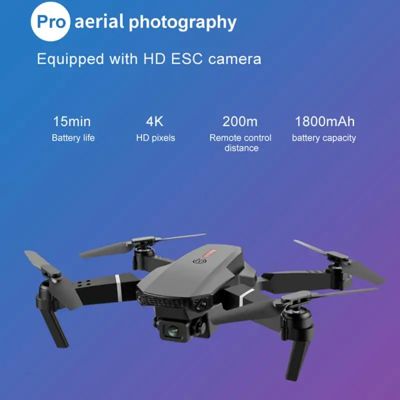 E88 Pro RC Mini Drone 4K 1080P 720P Dual Camera WIFI FPV aerofotografija Sraigtasparnis, Sulankstomas Quadcopter Dron Žaislai Quadcopter