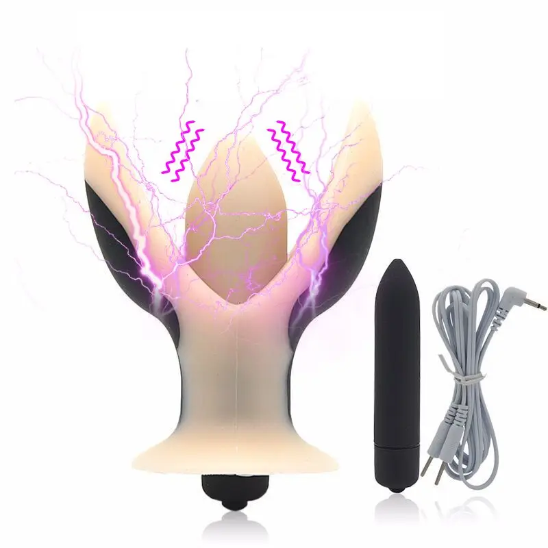 8 greičio vibratorius Bi-polar electro shock makšties stora didžiulis silikono butt plug analinis granulės elektros stimuliacijos G spot Sekso Žaislas