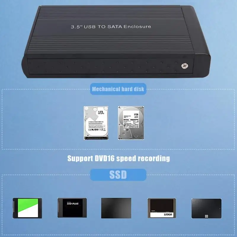 3.5 colių USB 2.0 prie SATA Prievado SSD Atveju Nešiojamų 6-Gb Išorinį Standųjį Diską Talpyklos Kietojo Disko Dėžutė Windows/Mac