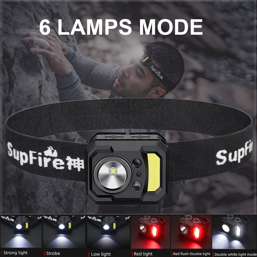 [Nemokamas Pristatymas] Supfire HL19 Portable LED Žibintai Kempingas, Žvejyba, Sporto Žibinto,USB Įkrovimo Vandeniui Galingas priekinis žibintas