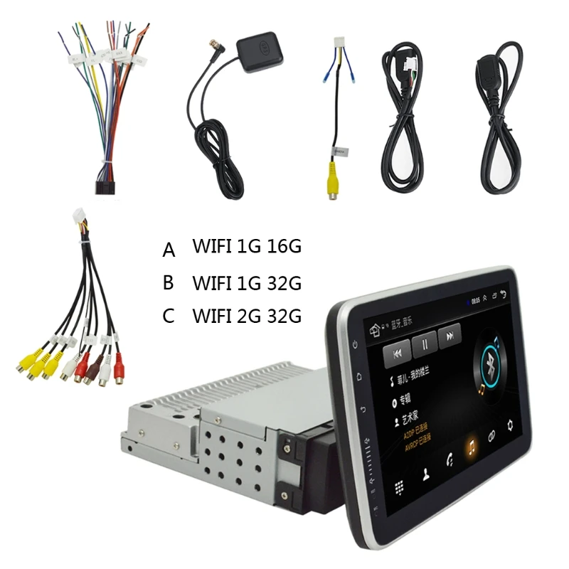 Universalią 1-Din Car Multimedia Player 9inTouch Ekrano Autoradio Stereo Vaizdo GPS WiFi Auto Radijo Atsarginę Kamerą MP5