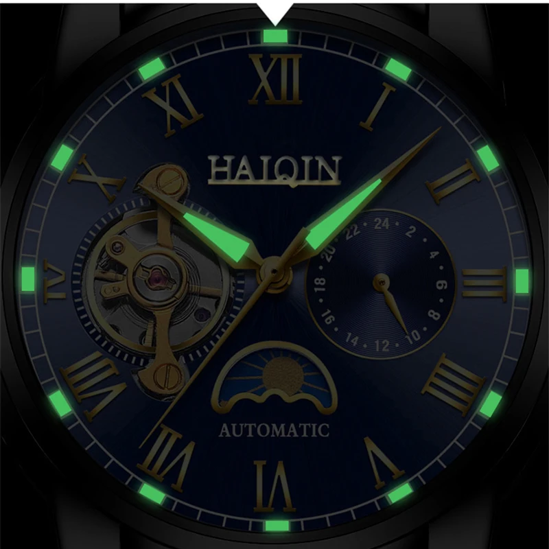 HAIQIN Vyrai Laikrodžiai Top Brand Vyrų Mechaninė Žiūrėti Automatinė Mados Prabanga Švytinčios Karinių Vyrų Laikrodis Relogio Masculino 2019