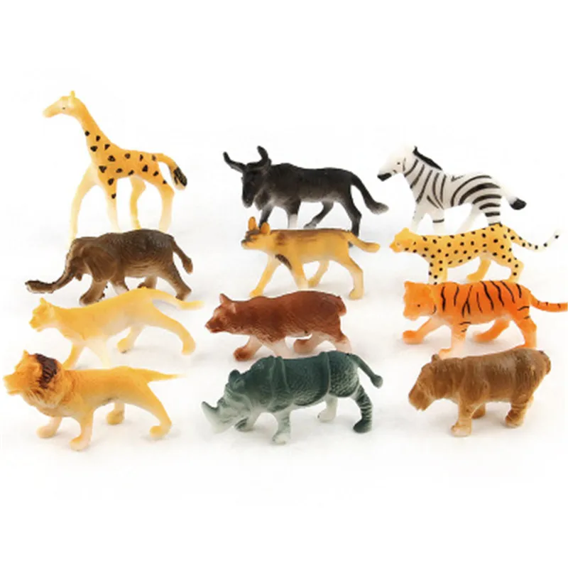 Naujas 12 Vnt Modeliavimas Gyvūnų Pasaulio Modeliu, Žaislų Duomenys Vinilo Mini Žirafa, raganosis, leopardas Miško Gyvūnų PVC Duomenys Lėlės žaislas Vaikas