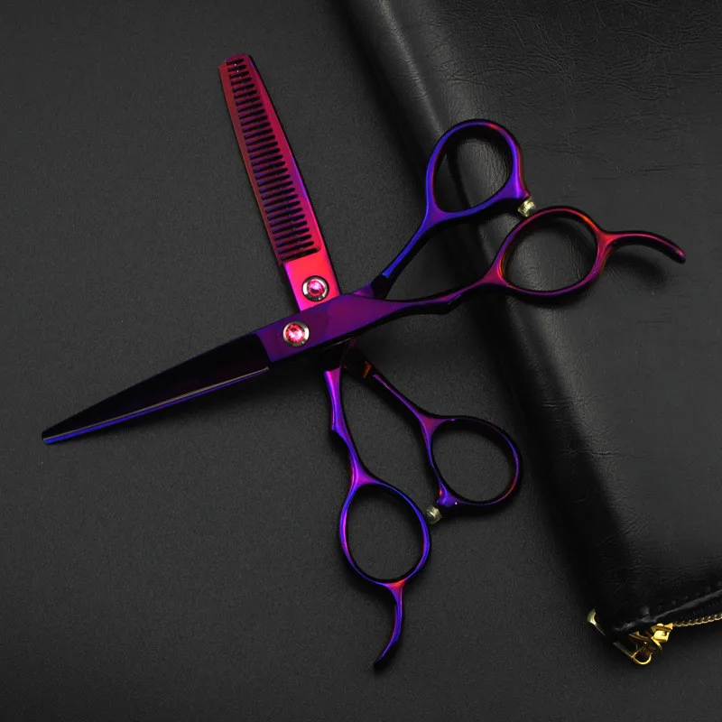 Tinkinti logotipą, Japonija 440c Kairiajame 6 colių violetinė sumažinti plaukų žirklės pjovimo kirpykla kirpimas retinimo žirklės Kirpykla žirklės