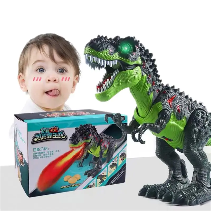 OOTDTY Imituojamas Liepsnos Purškimo Tyrannosaurus T-Rex Dinozaurai Žaislas Vaikams Vaikščioti Dinozaurai Vandens Purškimo Raudonos Šviesos & Tikroviški Garsai