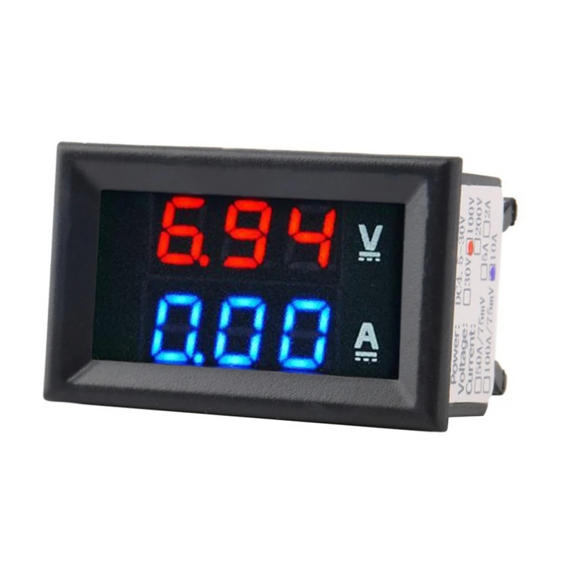 3pcs LED Skaitmeninis DC 0-100V 10A Įtampos Amp Volt Skaitiklio Skydelis Dual Voltmeter Ammeter Testeris