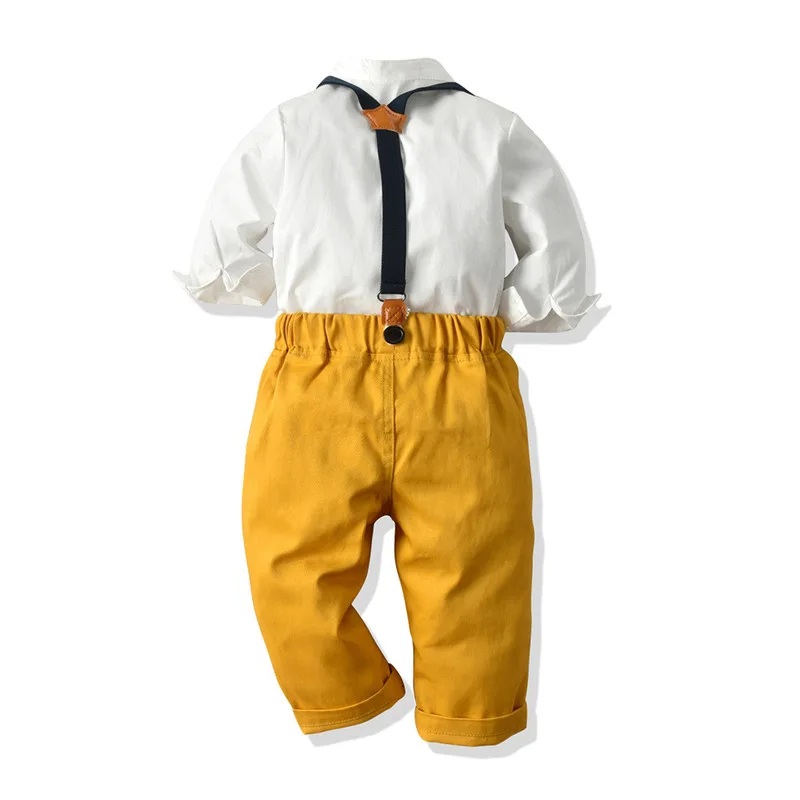 Mažylis Berniukas, Drabužiai Balti Marškiniai + Geltonos Kelnės 1-6 T Vaikai Kostiumas Berniukams Rudens Kombinezonas Kūdikiams Vaikas Drabužiai Nustatyti Geltona Lankas