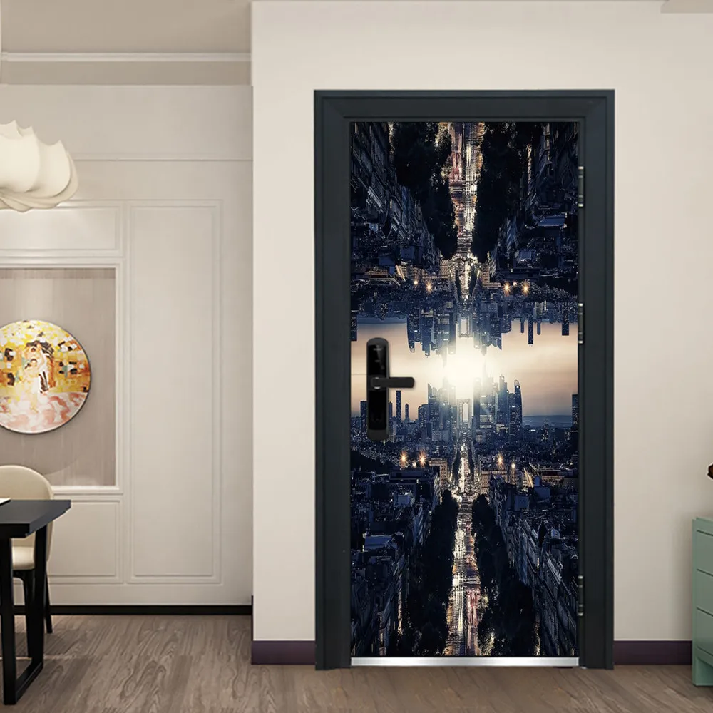 77x200cm 3D Gražus Kraštovaizdis Durų Lipdukai Gyvenimo Kambario, Miegamasis Lipni Vinilo Apmušalai atsparus Vandeniui 