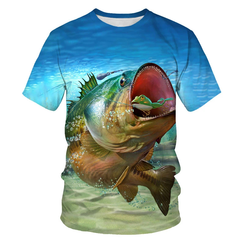 Vandenyno žuvų modelio vyriški ir moteriški marškinėliai Harajuku vientisos spalvos 3D spausdinimo t-shirts žvejybos įdomus vyriški marškinėliai
