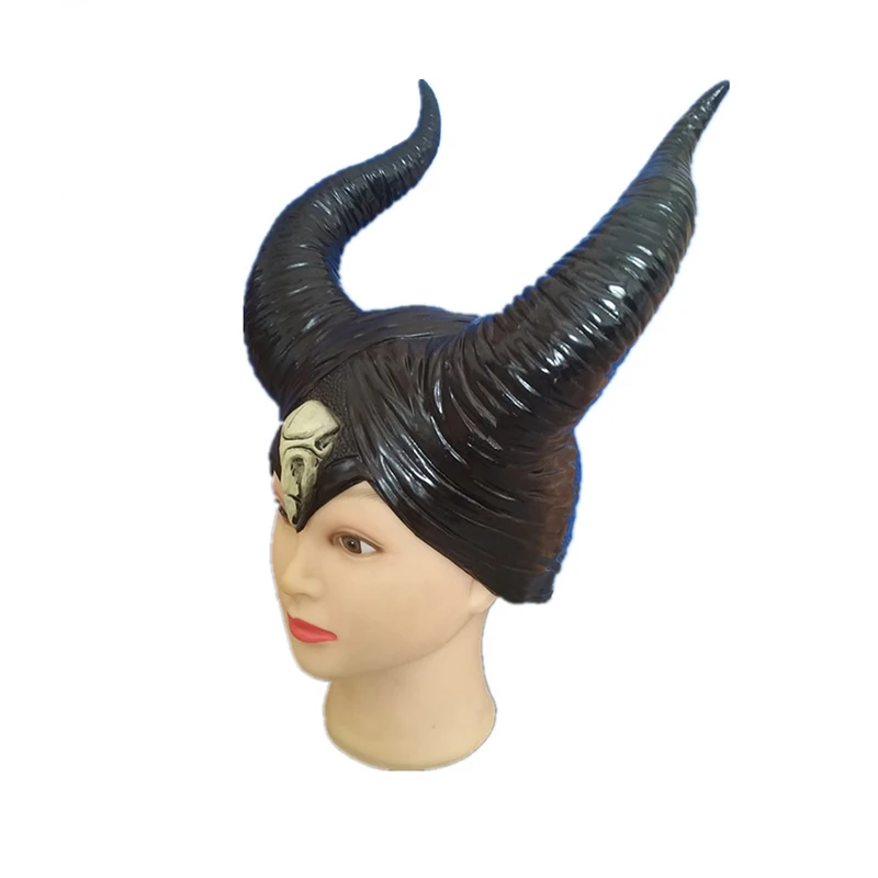 Helovyno Cosplay Maleficent Ragana Ragai Skrybėlę Galvos Apdangalai Latekso Kaukė Galvos Šalmas Partijos Juodosios Karalienė