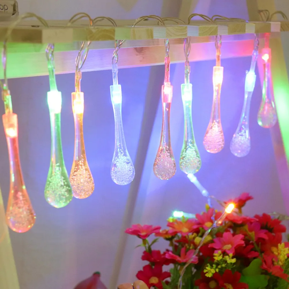 10 LED String Lengvojo Vandens Lašai Formos Kalėdų Dekoratyvinis Apšvietimas Vandeniui Vestuves Girliandą su baterijomis Arba USB L