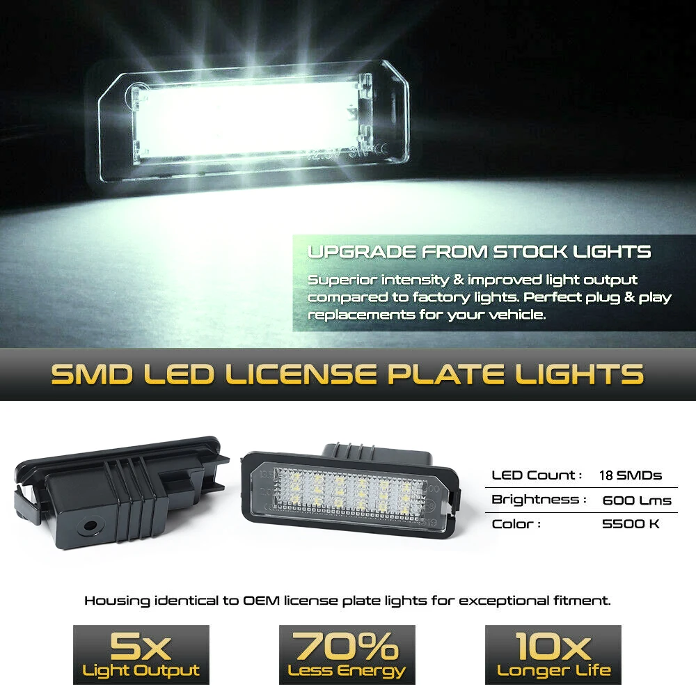 2vnt LED Skaičius Licenciją Plokštelės Šviesos Žibintai VW Scirocco 3 Passat 3C B6 B7 CC Phaeton 