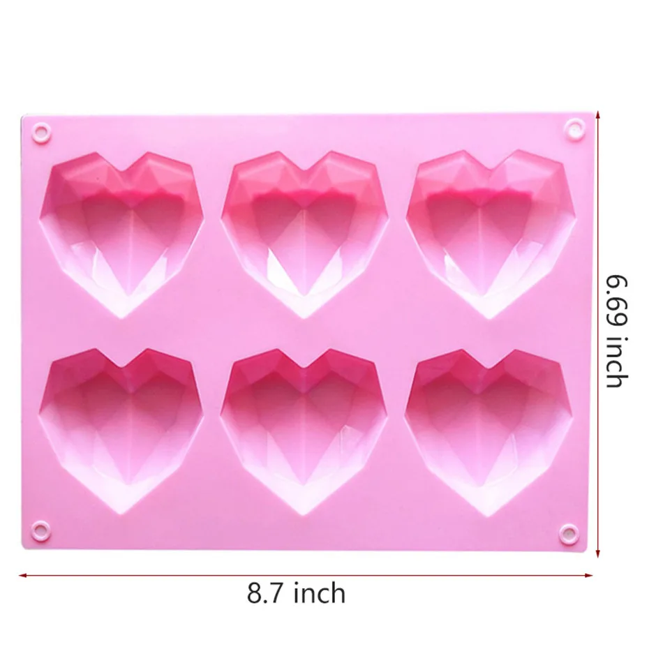 6 Skylę Diamond Meilė Širdies Silikono Torto Formos Tortas Dekoravimo Priemonės Bakeware Formos Muilo Šokolado Putėsiai Bakeware Konditerijos Įrankis