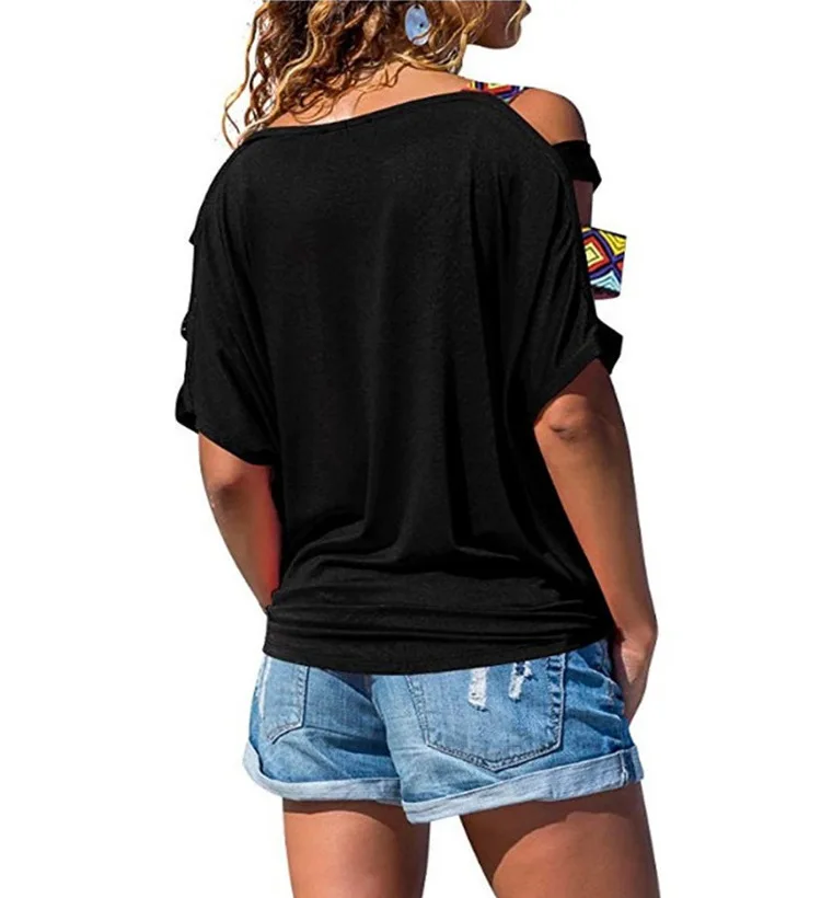 Seksualus Off Peties Blue Marškinėliai Moterims 2019 M. Vasaros Paplūdimio Boho Atsitiktinis Marškinėlius Laisvi Marškinėliai Femme Viršūnes Moteris marškinėliai Drabužių