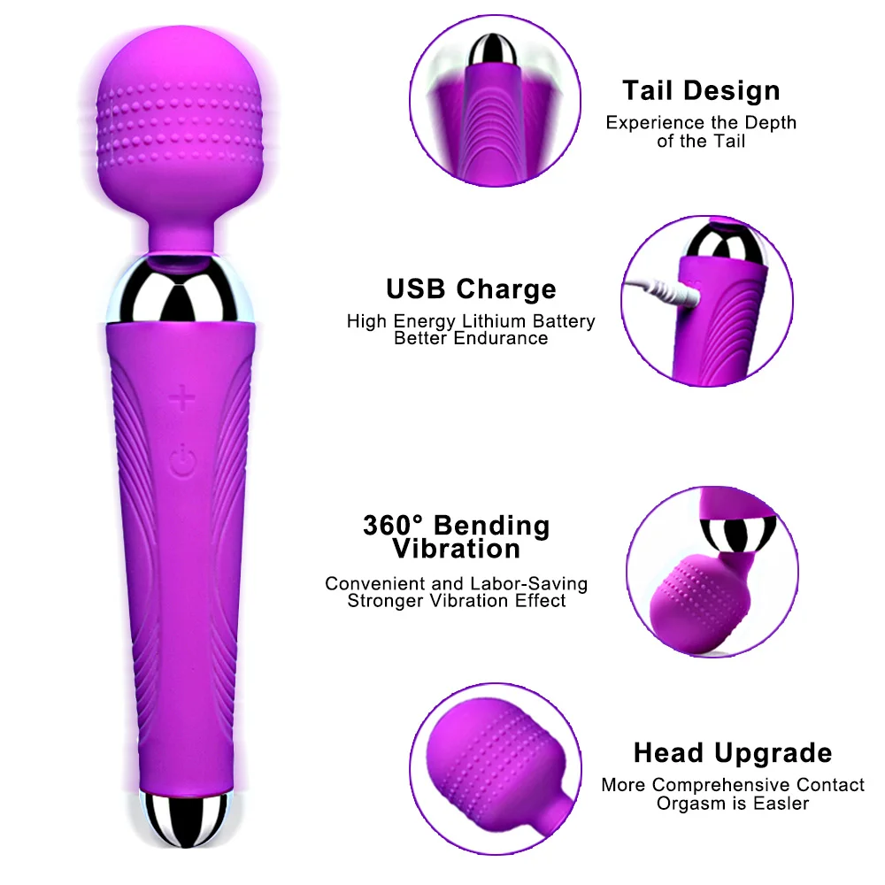 Galingas Žodžiu, Clit Vibratoriai USB Mokestis AV Magic Wand Analinis Vibratorius Massager Suaugusiųjų Sekso Žaislai Moterims, Saugaus Silikono Sekso Produktas