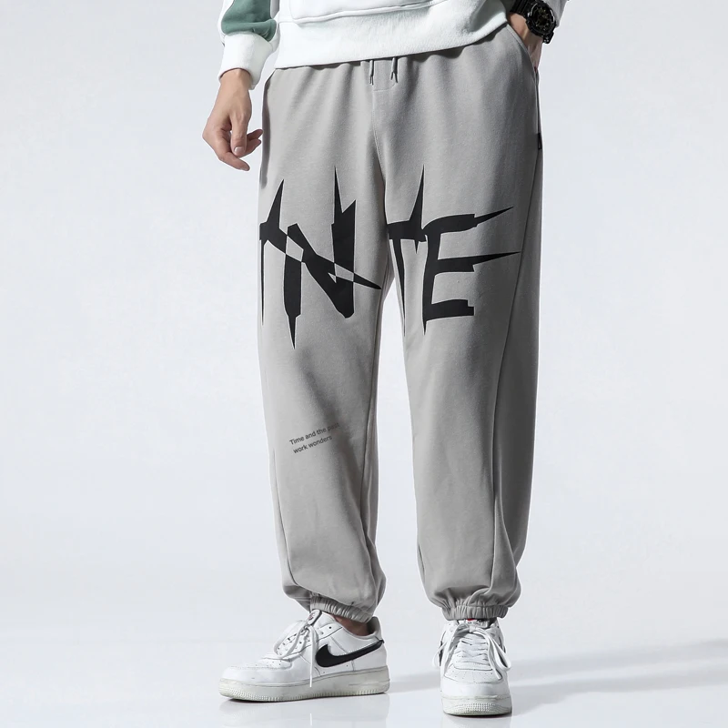 Vyrai Laiškas Išspausdintas Sweatpants Rudens Drabužių Dizaineris Harajuku Streetwear Poilsiu Žiemos korėjos Mados Baggy Sweatpants