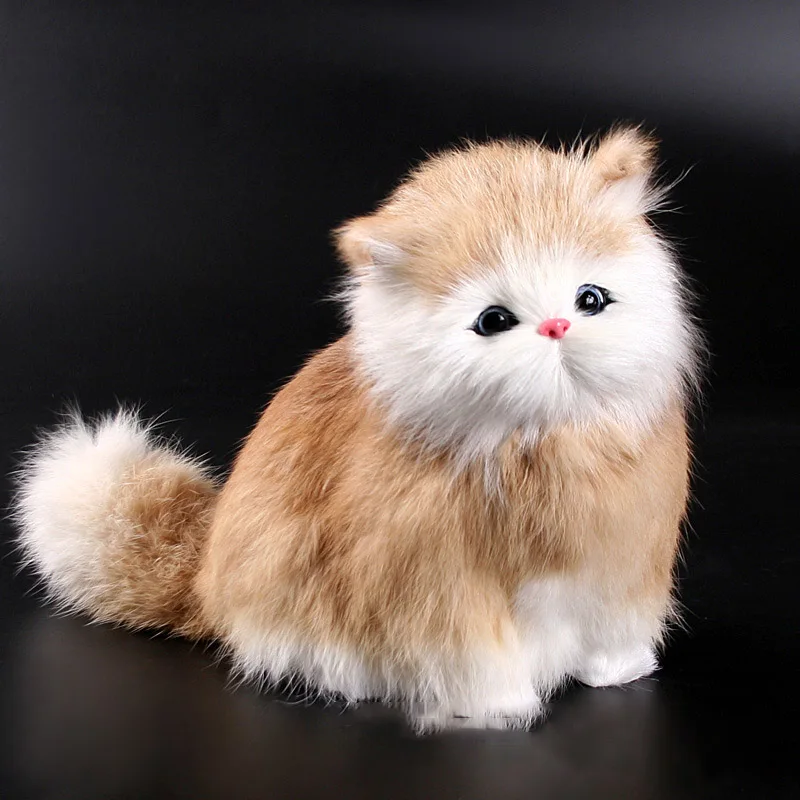 Modeliavimo pliušinis katė przyczajony gyvūnų modelius, rankų darbo realus cat dolls vaikams, pliušiniai žaislai, namų puošybai