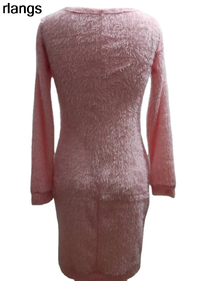 Žiemos Pliušinis Šiltas Megztinis Suknelė Moterų ilgomis Rankovėmis Suknelė Šalis Bodycon Mini Suknelė Tvarstis Mezgimo Vestidos Moterims